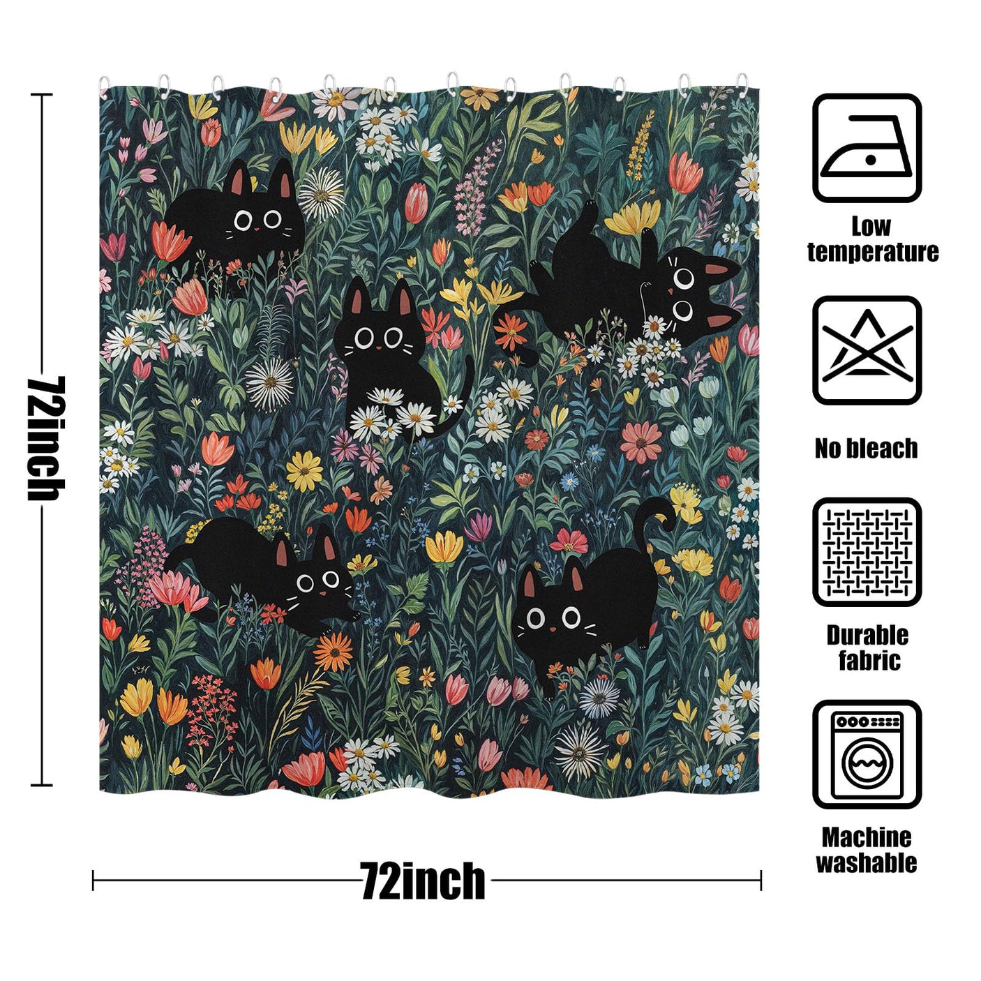 Fowocu Funny Cat Shower Curtain Set Teal Blue Sea Ocean Waterproof Fabric Shower Curtains with Animal Octopus Starfish Turtle Anchor Fish Nautical Bathroom Decor (Blue, 72''×72'')