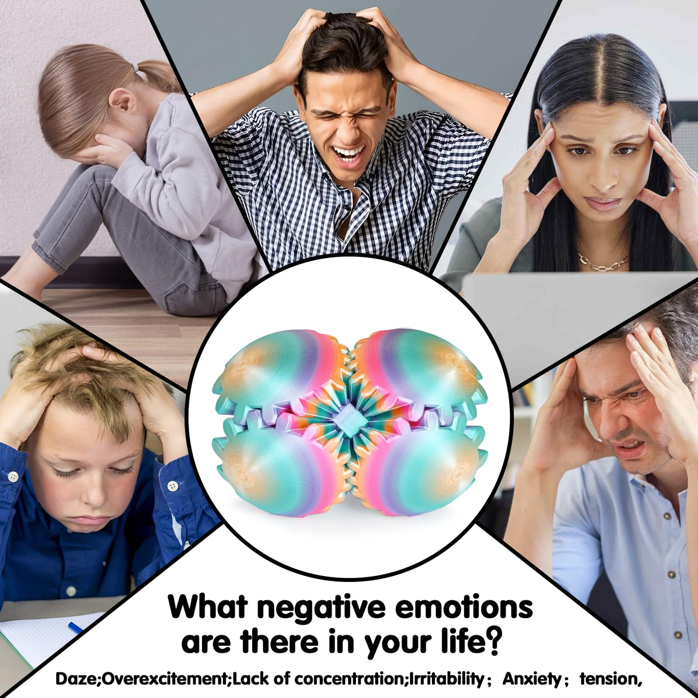 Gear Ball 3D Printed Cube Fidget Toy,Gear Sphere Fidget Toys,Sensory Toys for Stress and Anxiety Relief, Desk Toy Fidget Spinners,Stocking Stuffers for Adults & Kids Gift(Blue Green, 3.1 Inch)