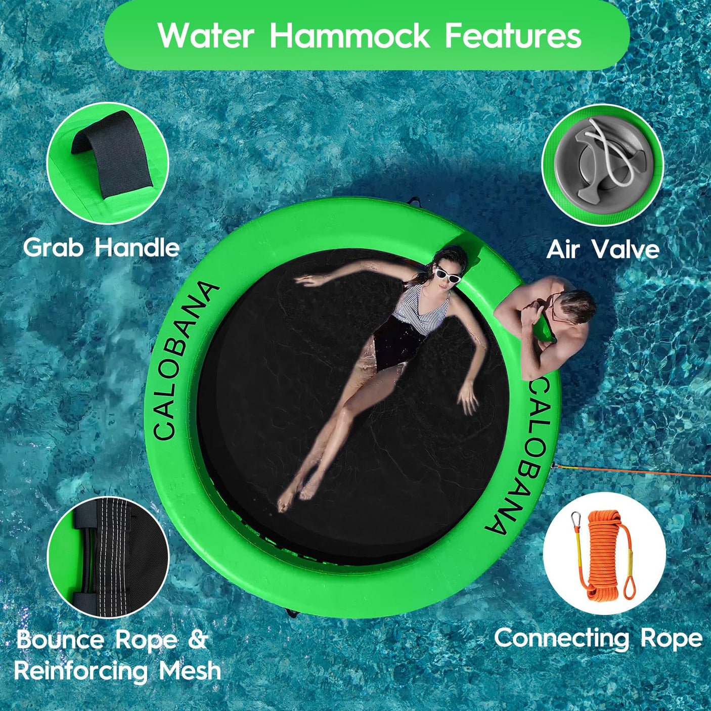 Round Floating Ring Inflatable Water Hammock Heavy Duty River Floats Lake Raft for Adults Tanning Pool Lounger Float Island Platform Pad Mat for Party