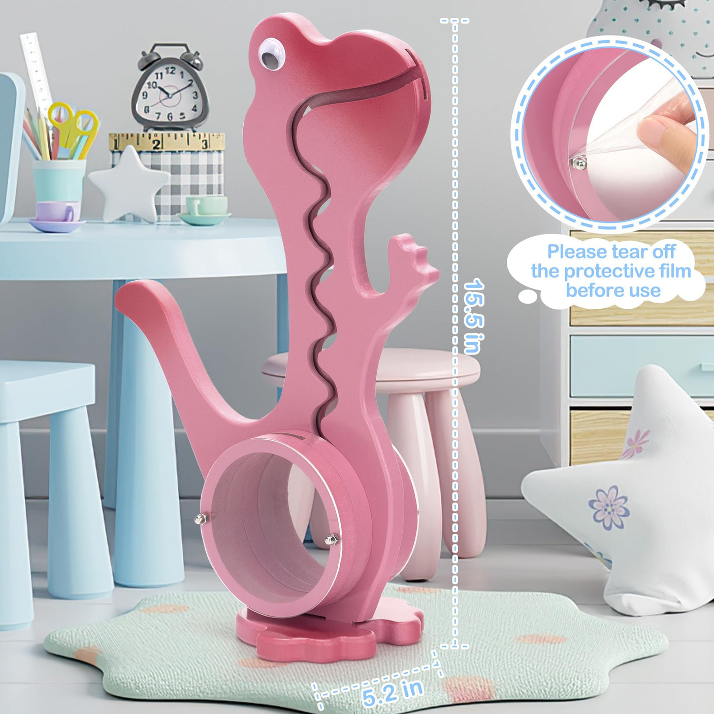 Wooden Dinosaur Piggy Bank Boalord for Boys Kids Girls Clear Big Belly Animal Coin Bank for Toddler Real Money Toy(Dino-Blue)