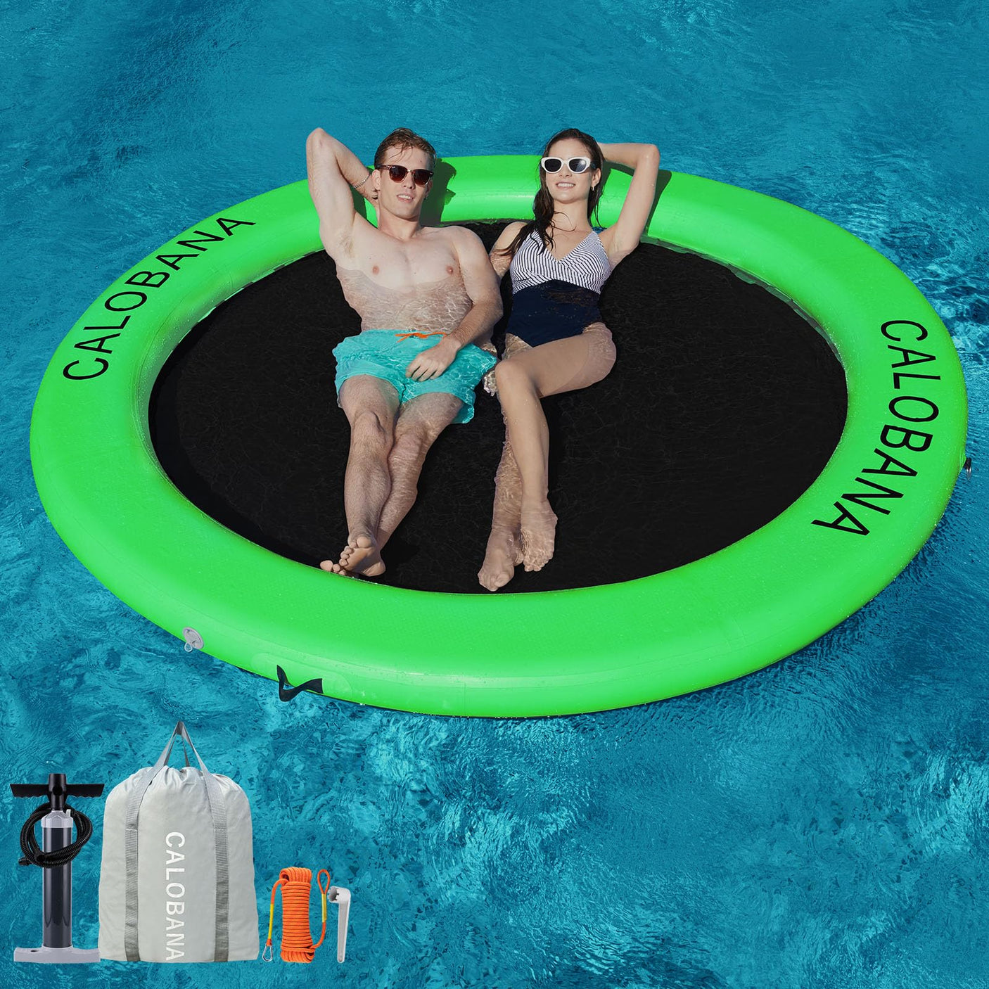 Round Floating Ring Inflatable Water Hammock Heavy Duty River Floats Lake Raft for Adults Tanning Pool Lounger Float Island Platform Pad Mat for Party