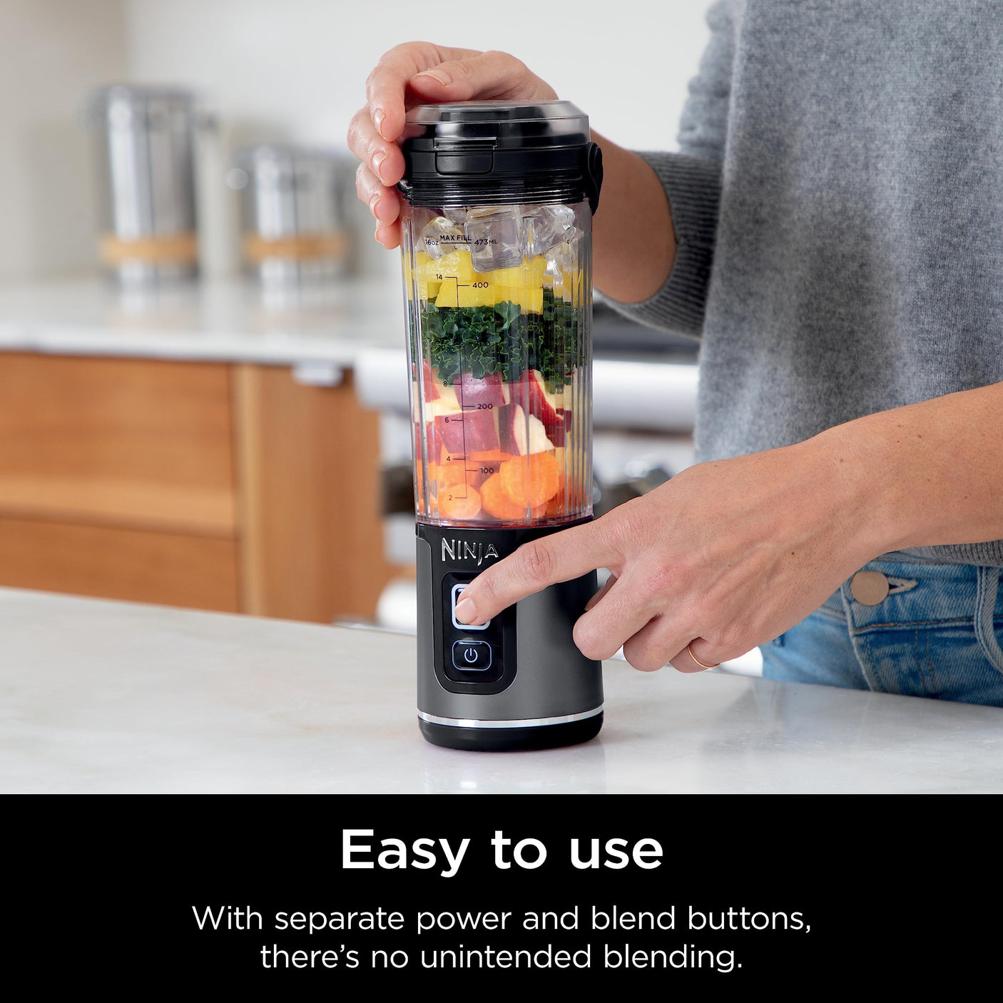 Ninja BC155PS Blast Two-Pack Portable Blender, Cordless, 18oz. Vessel, Personal Blender-for Shakes & Smoothies, BPA Free, Leakproof-Lid & Sip Spout, Rechargeable, Dishwasher Safe Parts, Peach & Stone