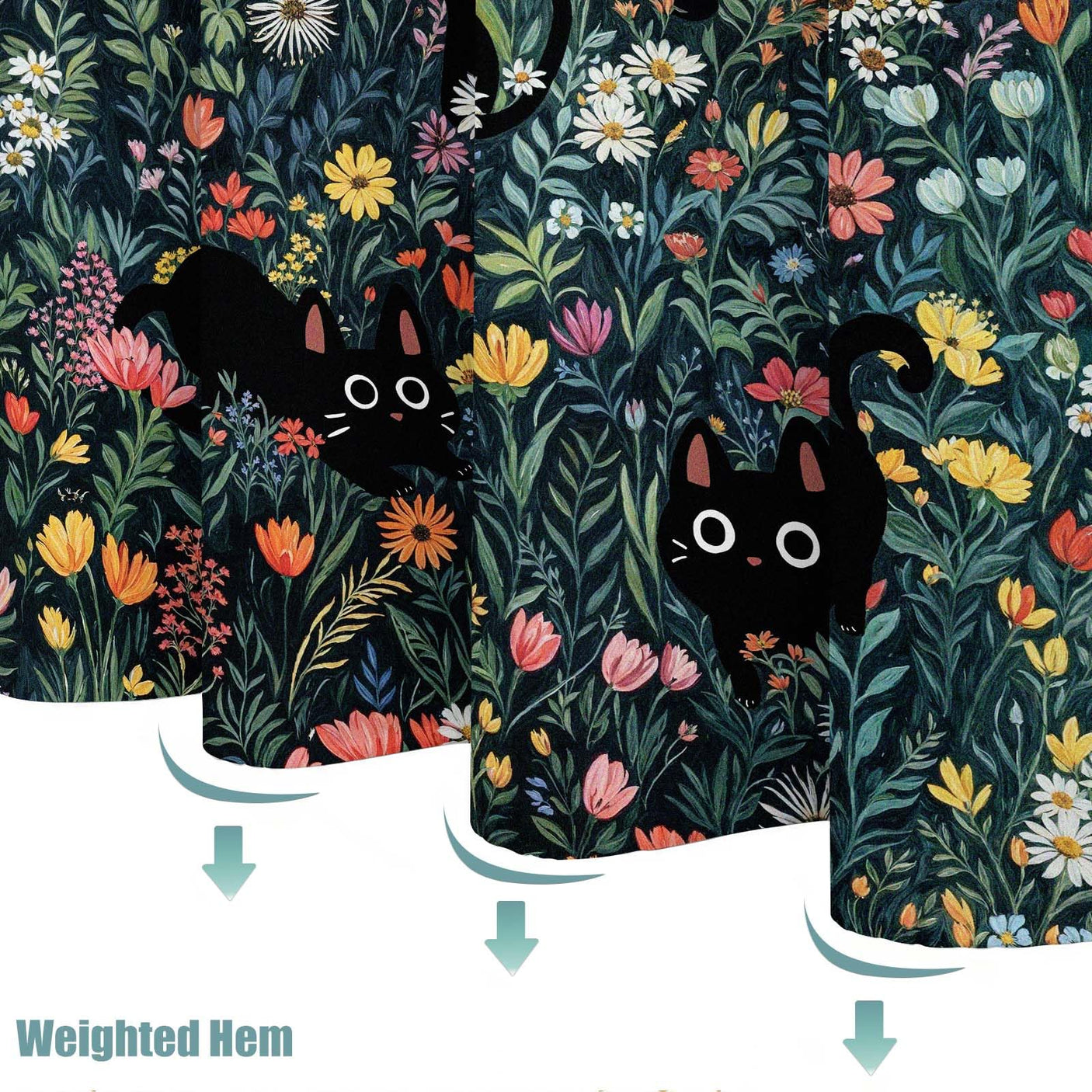 Fowocu Funny Cat Shower Curtain Set Teal Blue Sea Ocean Waterproof Fabric Shower Curtains with Animal Octopus Starfish Turtle Anchor Fish Nautical Bathroom Decor (Blue, 72''×72'')