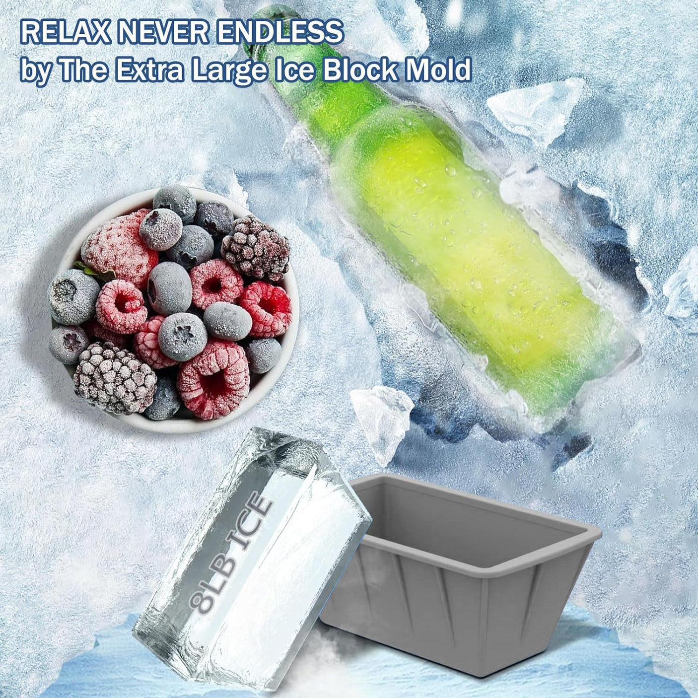 Extra Large Ice Cube Molds 4Pack 32LB Silicone Large Ice Cube Molds for Cold Plunge Tub,Reusable Ice Cube Trays for Freezer,Ice Block Molds for Home Ice Baths,Cold Plunge Accessories,Ice Bath Chiller