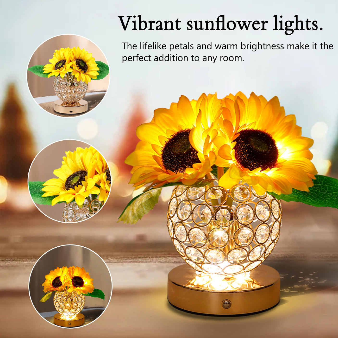 Sunflower LED Lamp for Women, Mother's Day Ideal for Bedroom Decor Sunflower Gifts for Mom Grandma Teacher Aunt Girlfriends Coworker Friend Wife Mothers Anniversary Birthday Christmas