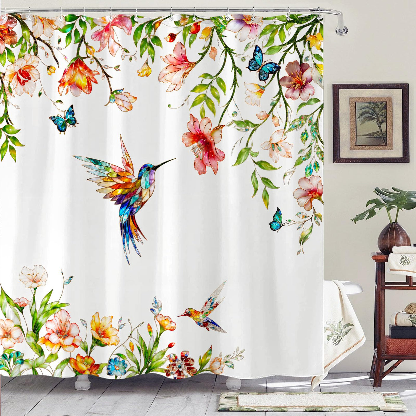 Fowocu Funny Cat Shower Curtain Set Teal Blue Sea Ocean Waterproof Fabric Shower Curtains with Animal Octopus Starfish Turtle Anchor Fish Nautical Bathroom Decor (Blue, 72''×72'')