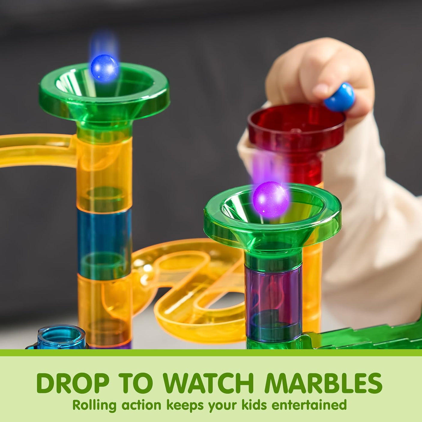 JOYIN 137Pcs Glowing Marble Run - Construction Building Blocks Toys with 15 Glow in The Dark Plastic Marbles, STEM Toy Presents for Boys and Girls