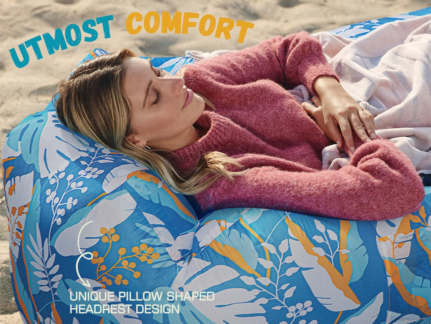 WEKAPO Inflatable Lounger Air Sofa Hammock-Portable,Water Proof& Anti-Air Leaking Design-Ideal Couch for Backyard Beach Traveling Camping Picnics & Music Festivals