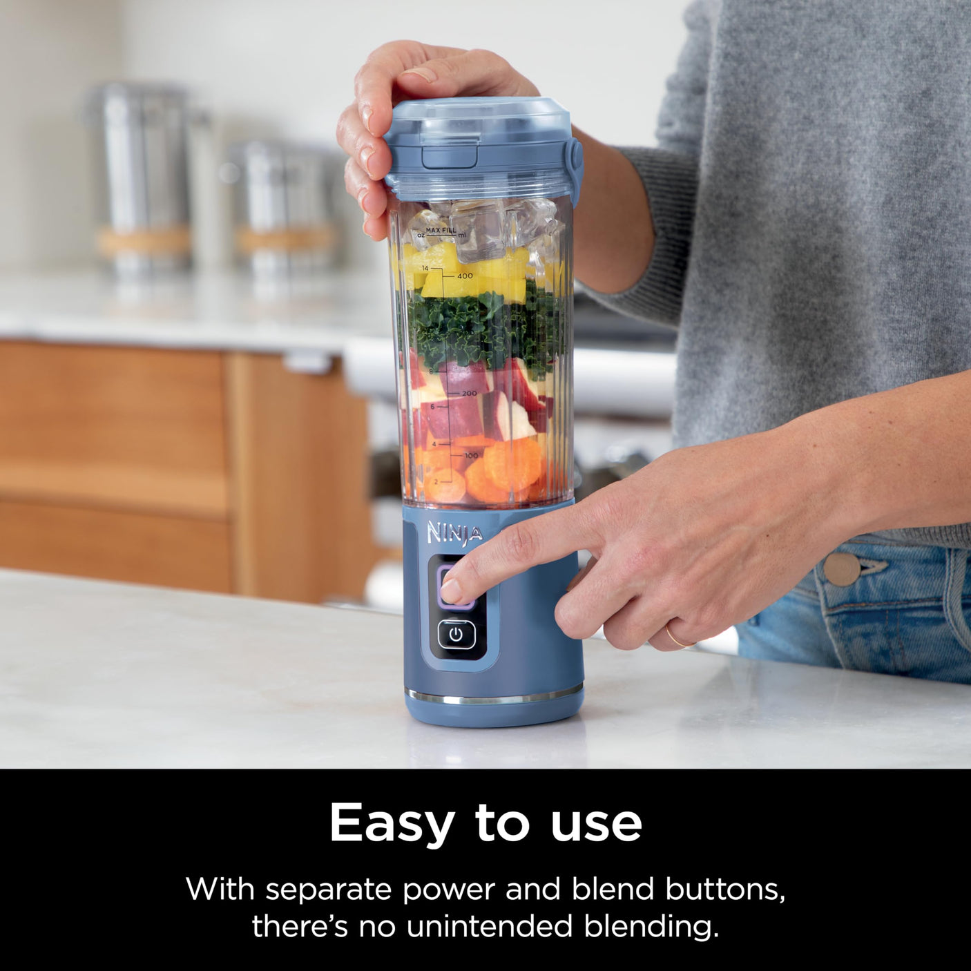 Ninja BC155PS Blast Two-Pack Portable Blender, Cordless, 18oz. Vessel, Personal Blender-for Shakes & Smoothies, BPA Free, Leakproof-Lid & Sip Spout, Rechargeable, Dishwasher Safe Parts, Peach & Stone
