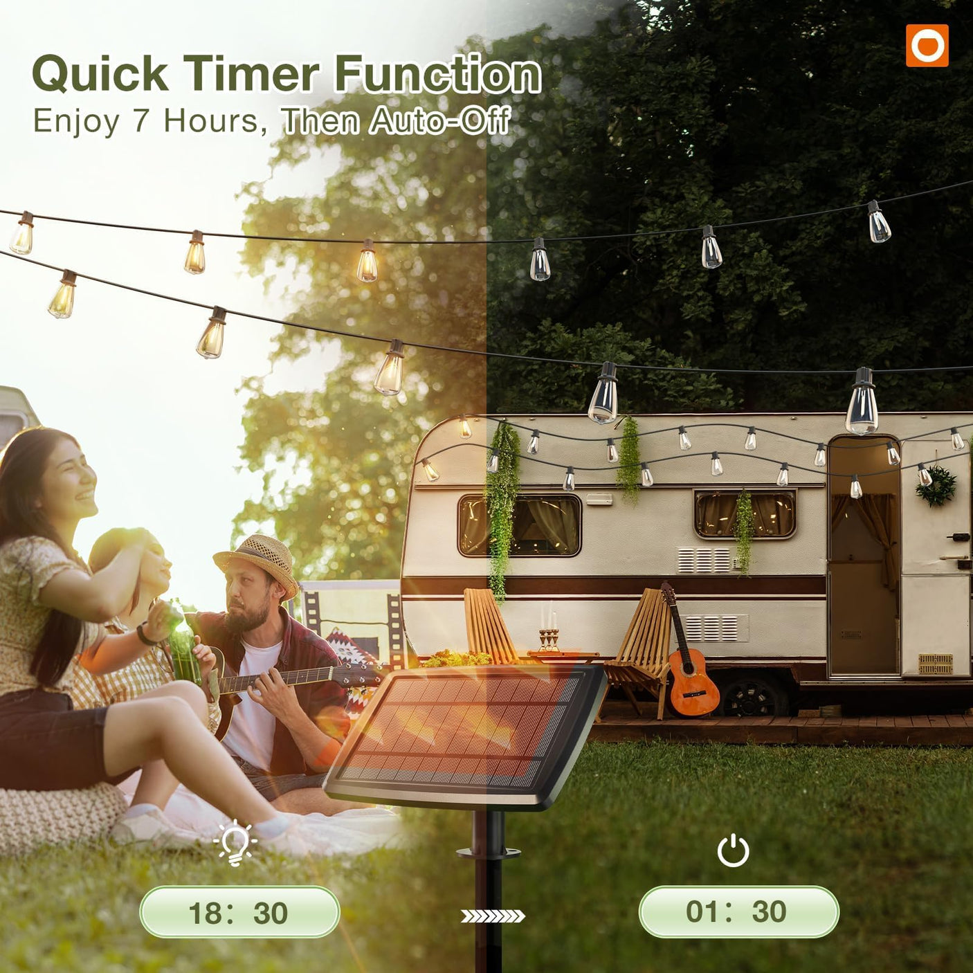 addlon 54(48+6) FT Solar String Lights Waterproof,Patio Lights Solar Powered with Remote & USB Port 15+1 LED Shatterproof Bulbs 3 Light Modes, Dimmable Solar Light for Camping Backyard Garden