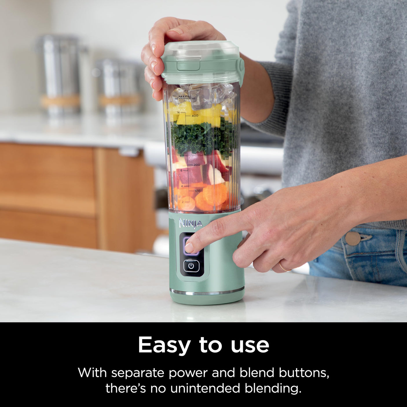 Ninja BC155PS Blast Two-Pack Portable Blender, Cordless, 18oz. Vessel, Personal Blender-for Shakes & Smoothies, BPA Free, Leakproof-Lid & Sip Spout, Rechargeable, Dishwasher Safe Parts, Peach & Stone