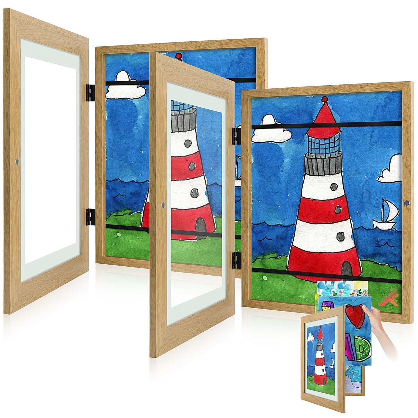 Golden State Art, 10x12.5 Kids Art Frames, Front-Opening Picture Frame Great for Kids Drawings, Artworks, Children Art Projects, Schoolwork, Home or Office (Walnut Set of 2)