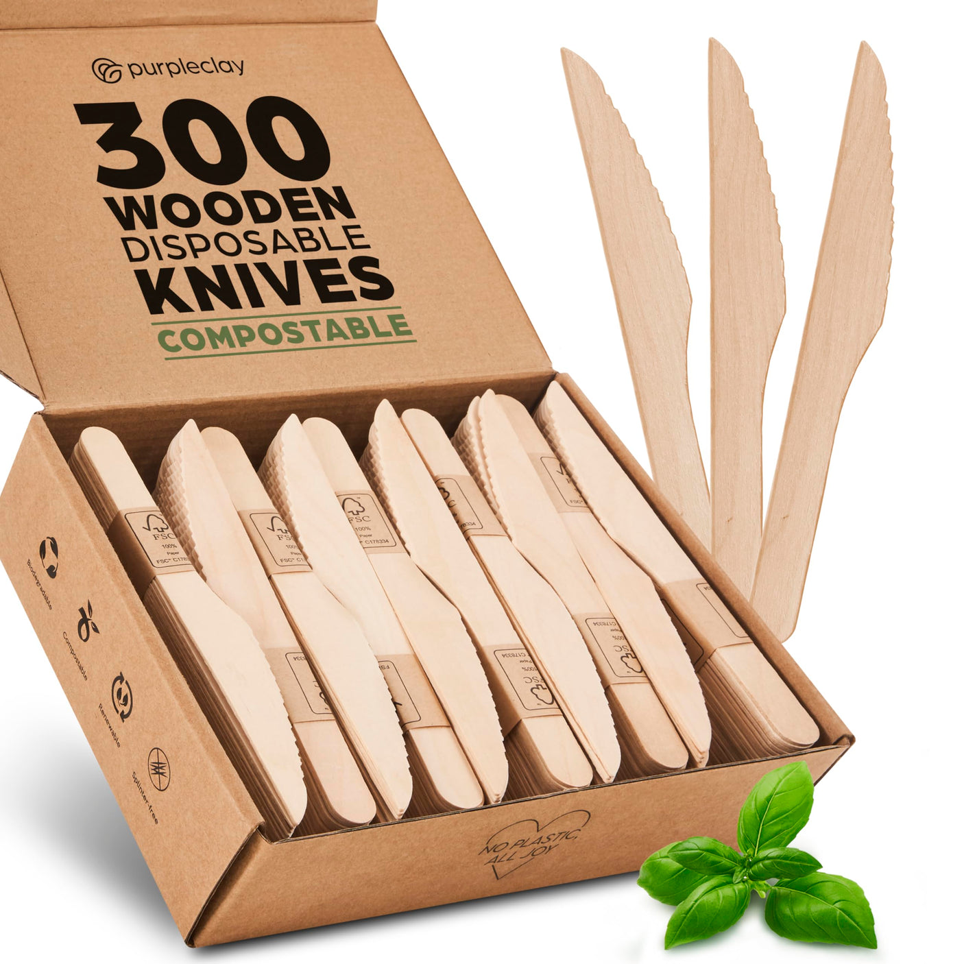 Wooden Compostable Utensils Set - 360 Pieces (120 Forks 120 Spoons 120 Knives) Sturdy Wood Disposable Cutlery - Eco-Friendly Biodegradable Utensils for Party - Free From Plastic Cutlery Set for Eating