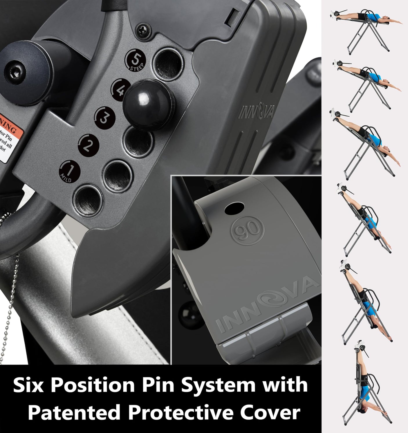 Innova Inversion Table with Adjustable Headrest, Reversible Ankle Holders, and 300 lb Weight Capacity