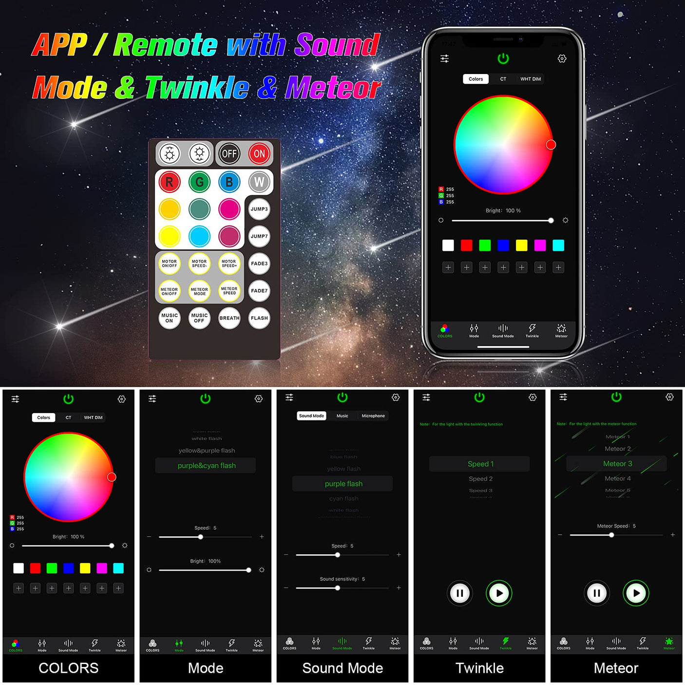 CHINLY Two-Color 1000pcs Twinkle Starlight Headliner Kit 1000 Piece Star Lights for Car,13.1ft Car Star Lights,APP RGBW Fiber Optic Lights Starlights Headliner Kit for Home Theater