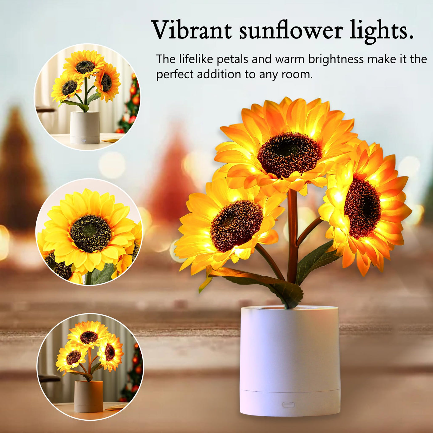 Sunflower LED Lamp for Women, Mother's Day Ideal for Bedroom Decor Sunflower Gifts for Mom Grandma Teacher Aunt Girlfriends Coworker Friend Wife Mothers Anniversary Birthday Christmas