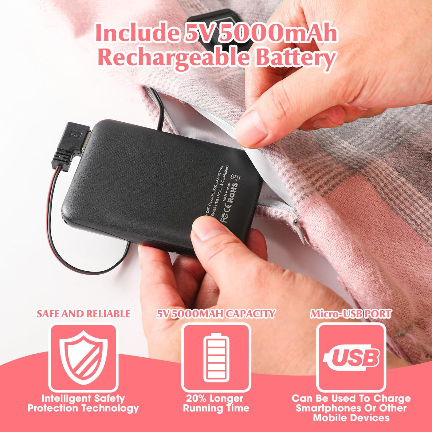 Heated Scarf for Women Rechargeable Neck Warmer, Scarves for Men Winter Warm Intelligent Electric Heating Scarf…