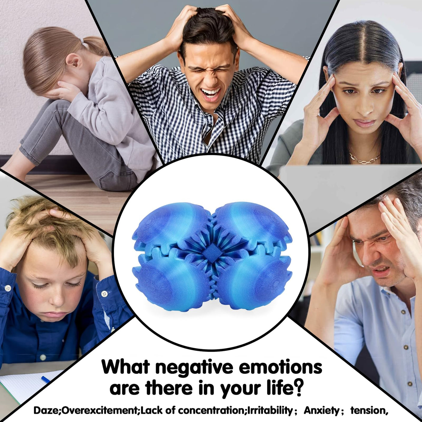 Gear Ball 3D Printed Cube Fidget Toy,Gear Sphere Fidget Toys,Sensory Toys for Stress and Anxiety Relief, Desk Toy Fidget Spinners,Stocking Stuffers for Adults & Kids Gift(Blue Green, 3.1 Inch)