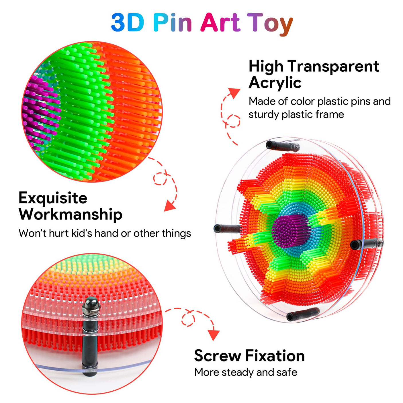 3D Pin Art Sensory Toys for Kids 5-7, Pin Art Board Impression Sensory Toys for Kids with Autism, Autism Gifts for Autistic Children Age 3, 4, 5, 6, 7, 8, 9, 10+ Years Old Boys Girls