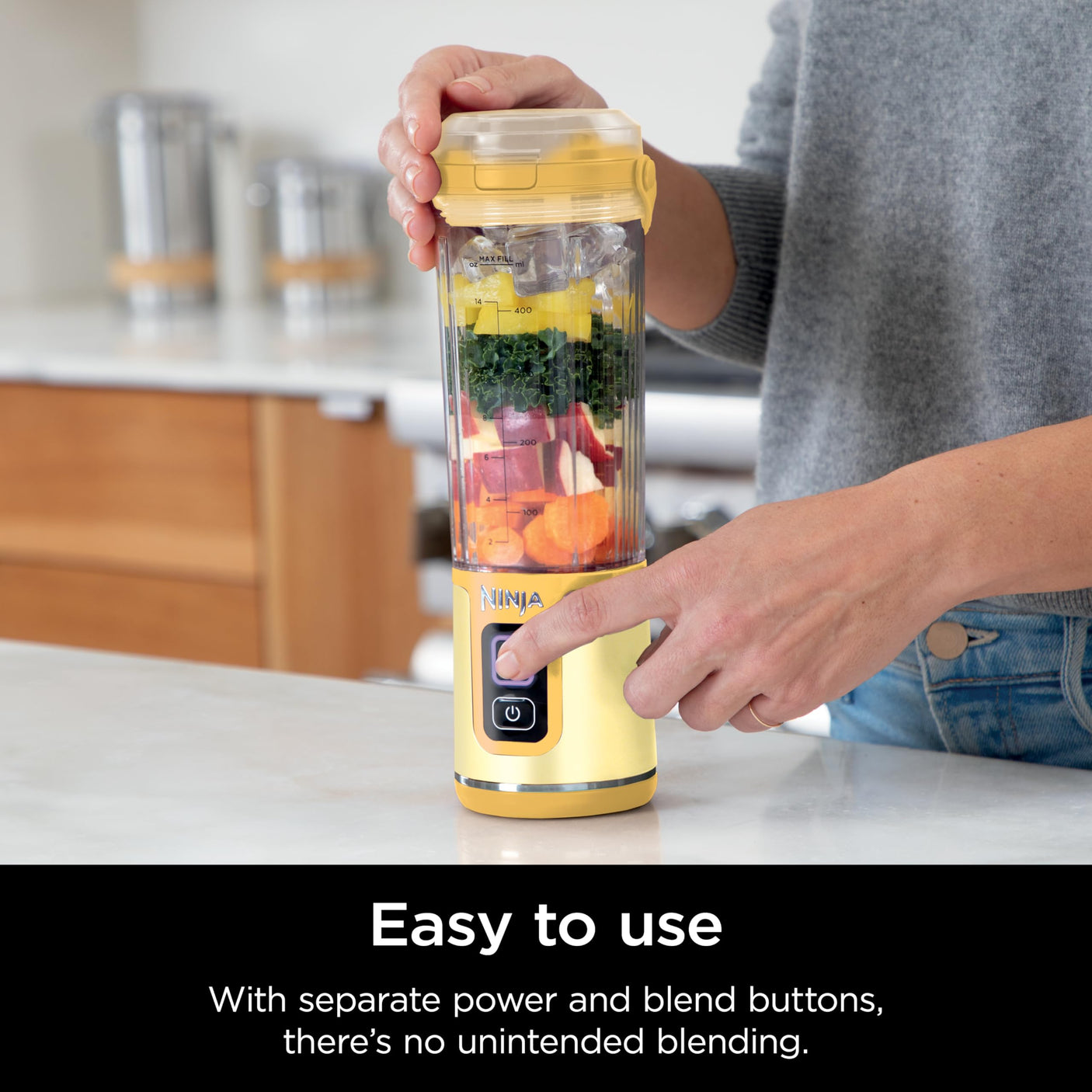 Ninja BC155PS Blast Two-Pack Portable Blender, Cordless, 18oz. Vessel, Personal Blender-for Shakes & Smoothies, BPA Free, Leakproof-Lid & Sip Spout, Rechargeable, Dishwasher Safe Parts, Peach & Stone