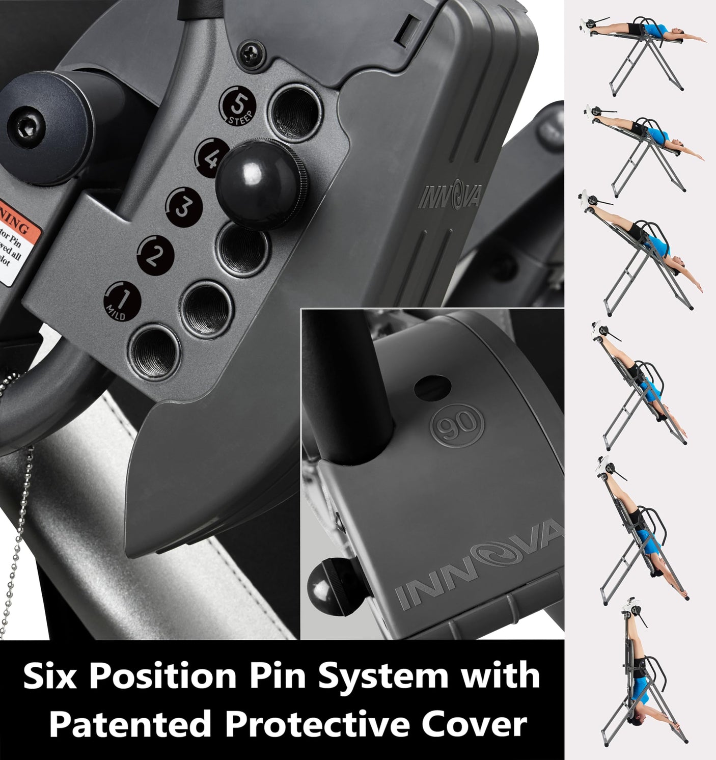 Innova Inversion Table with Adjustable Headrest, Reversible Ankle Holders, and 300 lb Weight Capacity