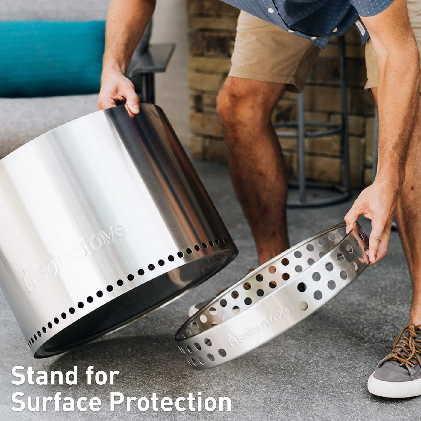 Solo Stove Bonfire with Stand | 19.5" Smokeless Fire Pit, Removable Ash Pan | Portable Stainless Steel Wood Burning Outdoor Fireplace, Ideal for 4–6 People, 21.75 lbs
