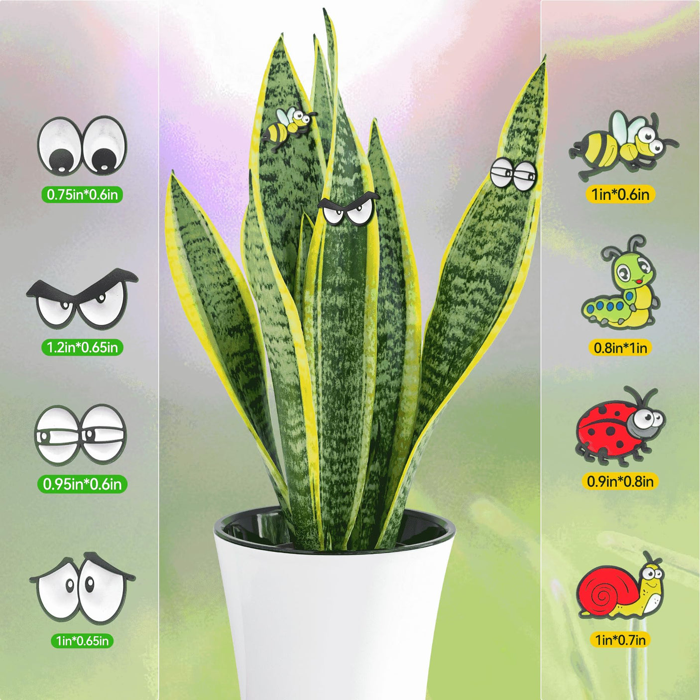 Plant Magnets Eyes for Potted Plants 8 PCS Cute Magnetic Plant Eyes with Cartoon Eyes, Funny Plants Pins for Indoor Outdoor Office Plants Accessories, Plants Lover Gifts, Magnets for Fridge