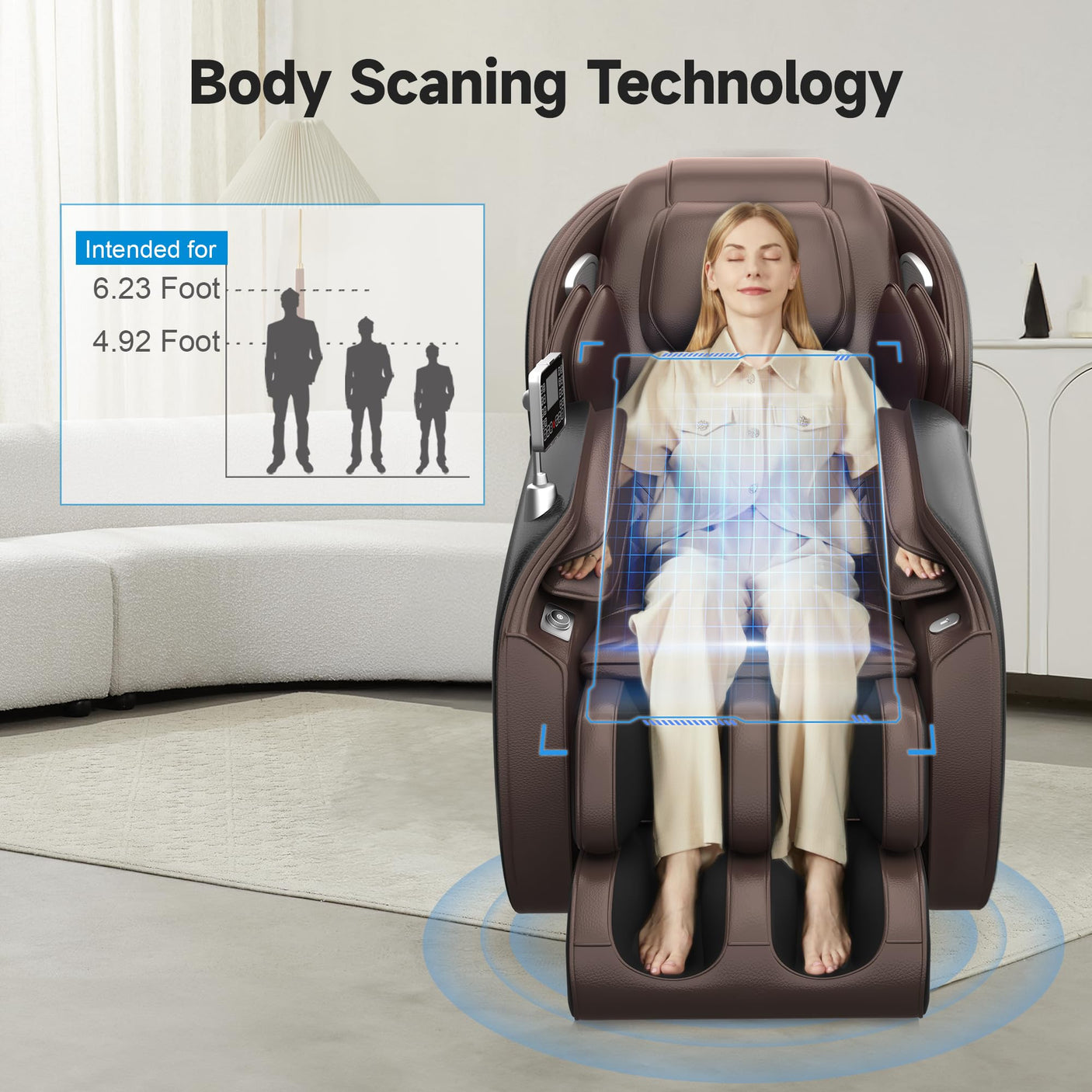 Real Relax Massage Chair Favor-06, Full Body Zero Gravity SL-Track Shiatsu Massage Recliner Chair with APP Control, Brown