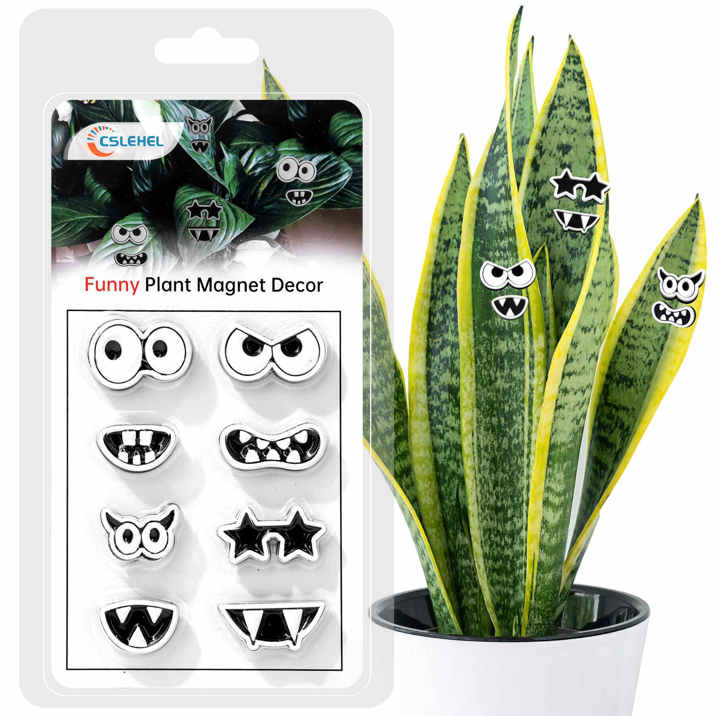 Plant Magnets Eyes for Potted Plants 8 PCS Cute Magnetic Plant Eyes with Cartoon Eyes, Funny Plants Pins for Indoor Outdoor Office Plants Accessories, Plants Lover Gifts, Magnets for Fridge