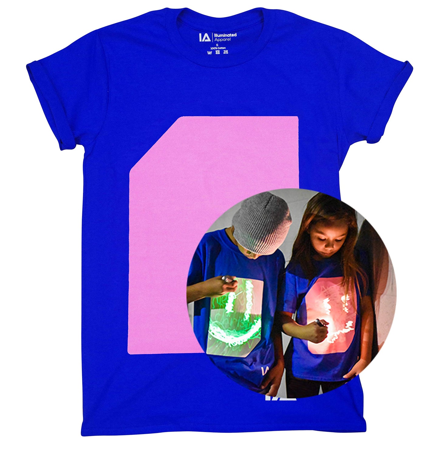 Illuminated Apparel Original Interactive Glow in The Dark T-Shirt - Fun for Birthday Parties & Festivals