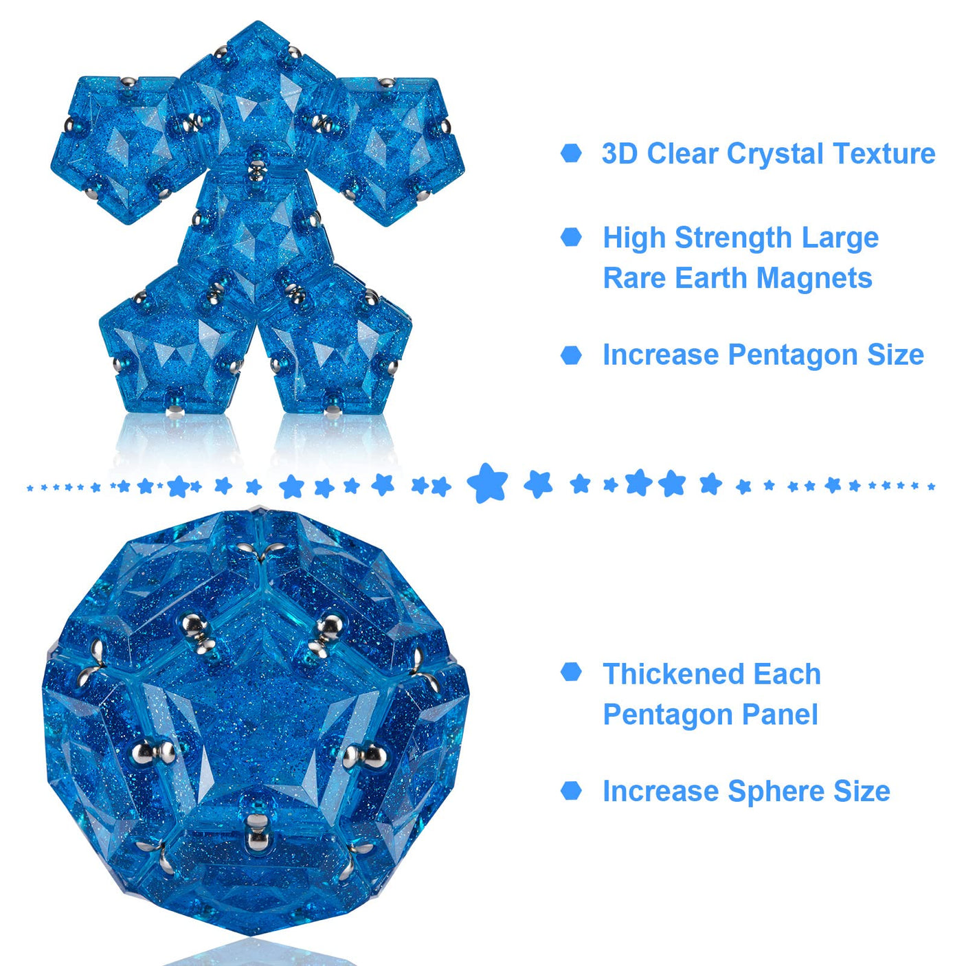 Magnetic Fidget Sphere Stress Relief Toys for Adults Kids, Anxiety Sensory Fidget Toys with Strong Neodymium Magnets, Desk ADHD Focus Tool Gift for Men Women (2.67'' Travel-Safe Toy Ball)