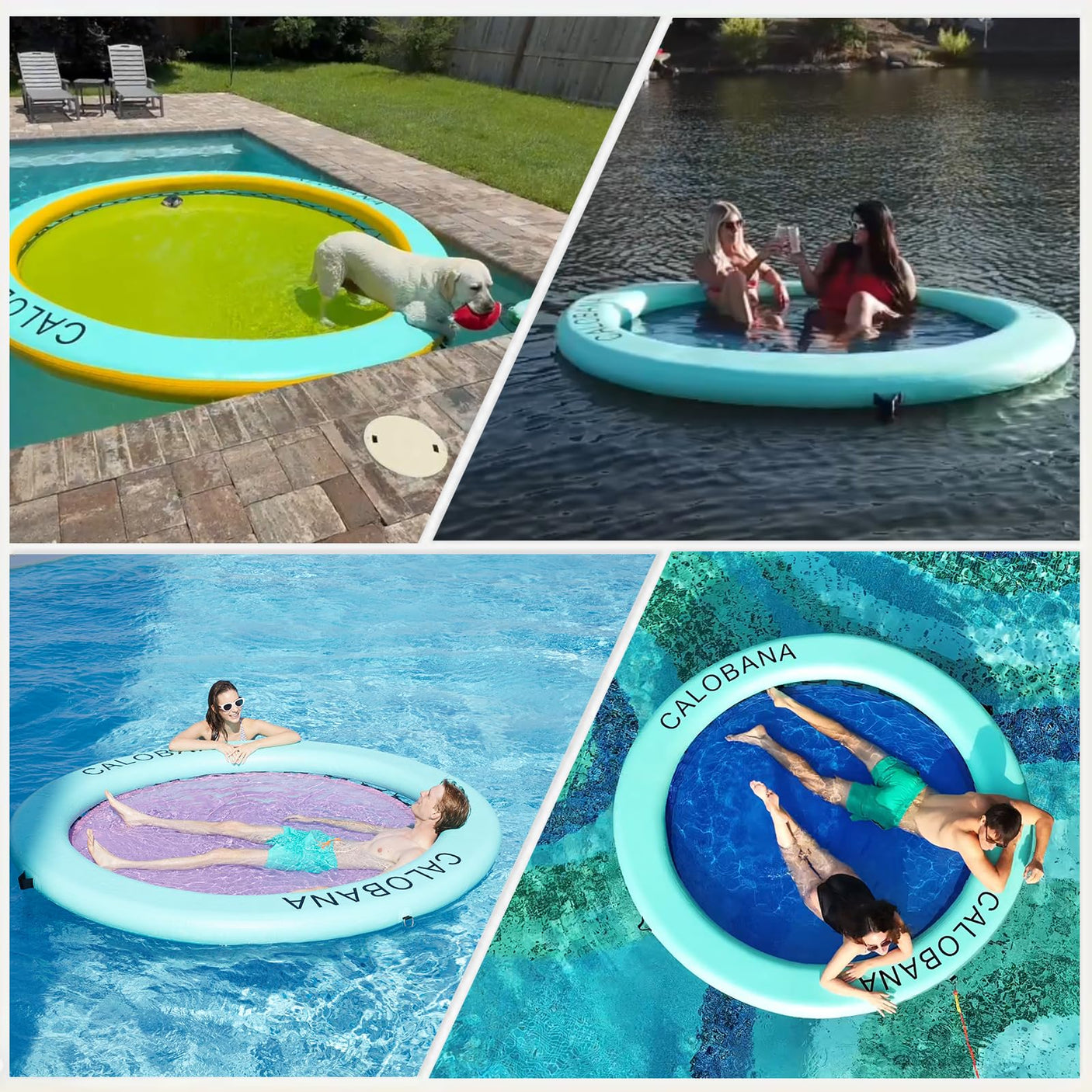 Round Floating Ring Inflatable Water Hammock Heavy Duty River Floats Lake Raft for Adults Tanning Pool Lounger Float Island Platform Pad Mat for Party