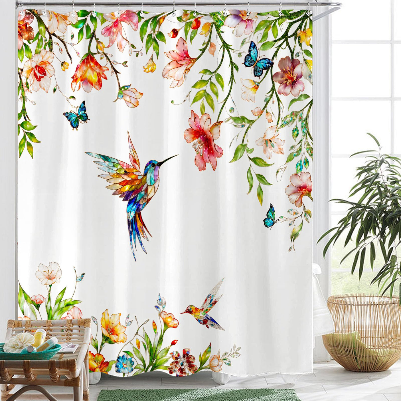 Fowocu Funny Cat Shower Curtain Set Teal Blue Sea Ocean Waterproof Fabric Shower Curtains with Animal Octopus Starfish Turtle Anchor Fish Nautical Bathroom Decor (Blue, 72''×72'')