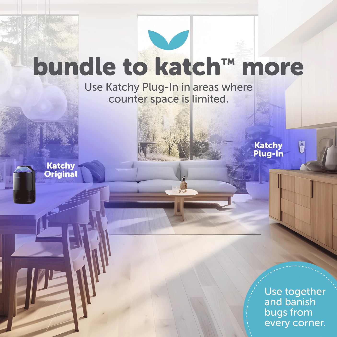 Katchy Indoor Insect Trap - Catcher & Killer for Mosquitos, Gnats, Moths, Fruit Flies - Non-Zapper Traps for Inside Your Home - Catch Insects Indoors with Suction, Bug Light & Sticky Glue (Black)