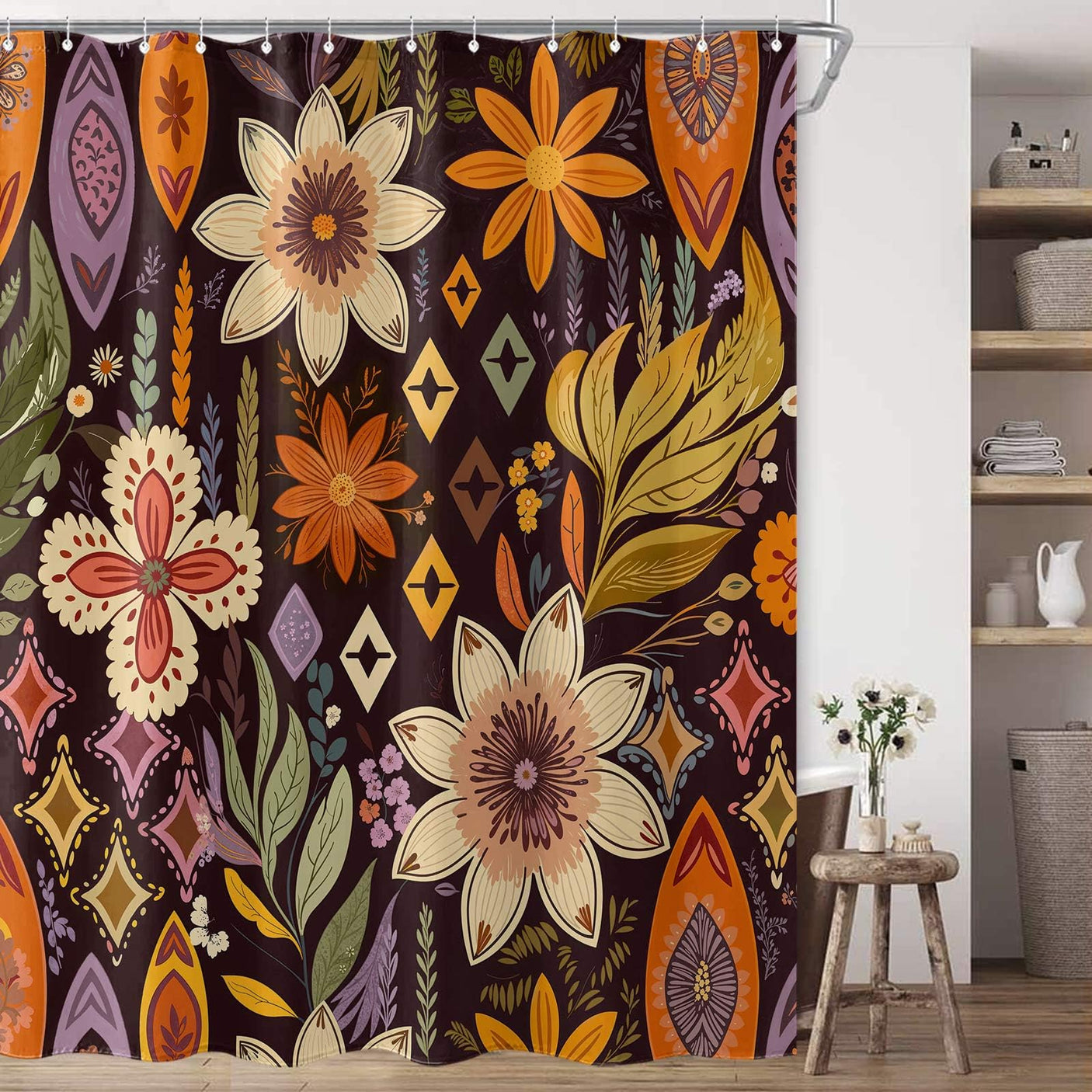 Fowocu Funny Cat Shower Curtain Set Teal Blue Sea Ocean Waterproof Fabric Shower Curtains with Animal Octopus Starfish Turtle Anchor Fish Nautical Bathroom Decor (Blue, 72''×72'')