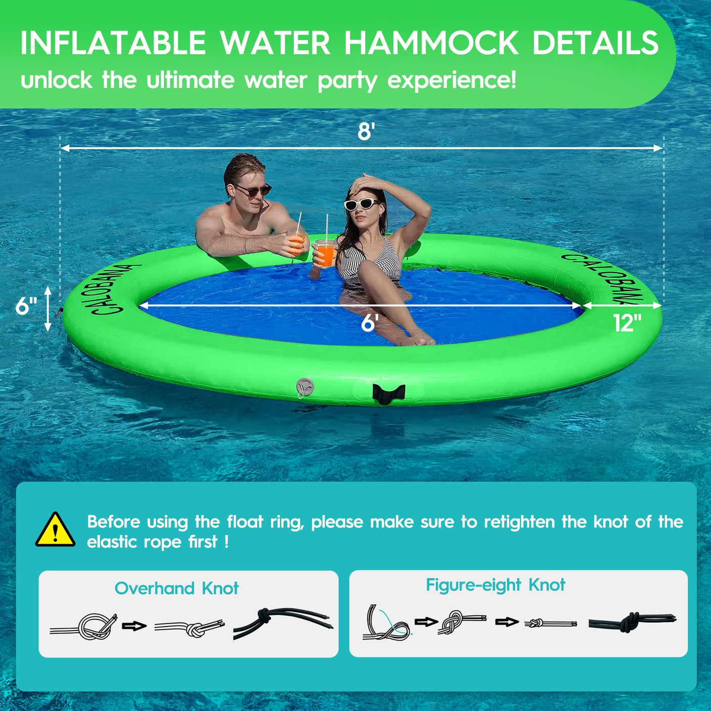 Round Floating Ring Inflatable Water Hammock Heavy Duty River Floats Lake Raft for Adults Tanning Pool Lounger Float Island Platform Pad Mat for Party