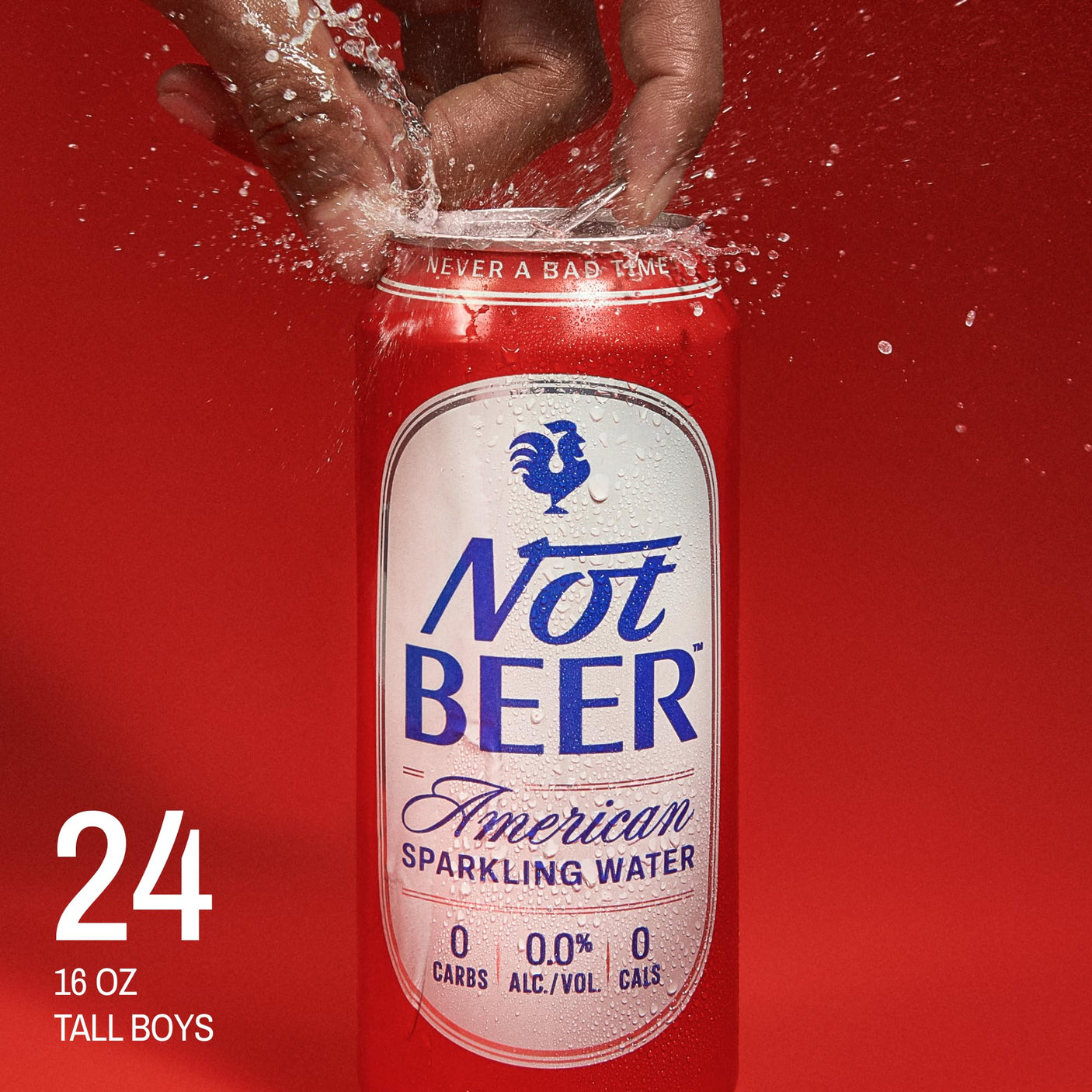 Not Beer American Sparkling Water, Original, 99.9% Pure, Mineral & Electrolyte Blend, Unflavored Carbonated Water, Made in America, Plain Sparkling Water, 16 Oz Tallboy Cans, 8 Pack