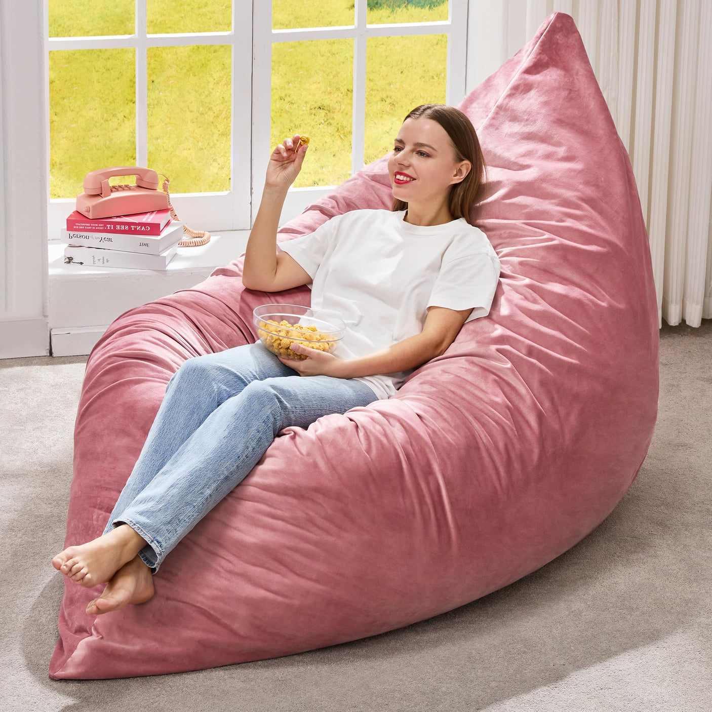 Hobestluk 3 in 1 Bean Bag Chair Giant Bean Bag Chairs Convertible Bean Bag Floor Cushion with Machine Washable Cover, Beanbag Chairs for Adult (Dark Grey)