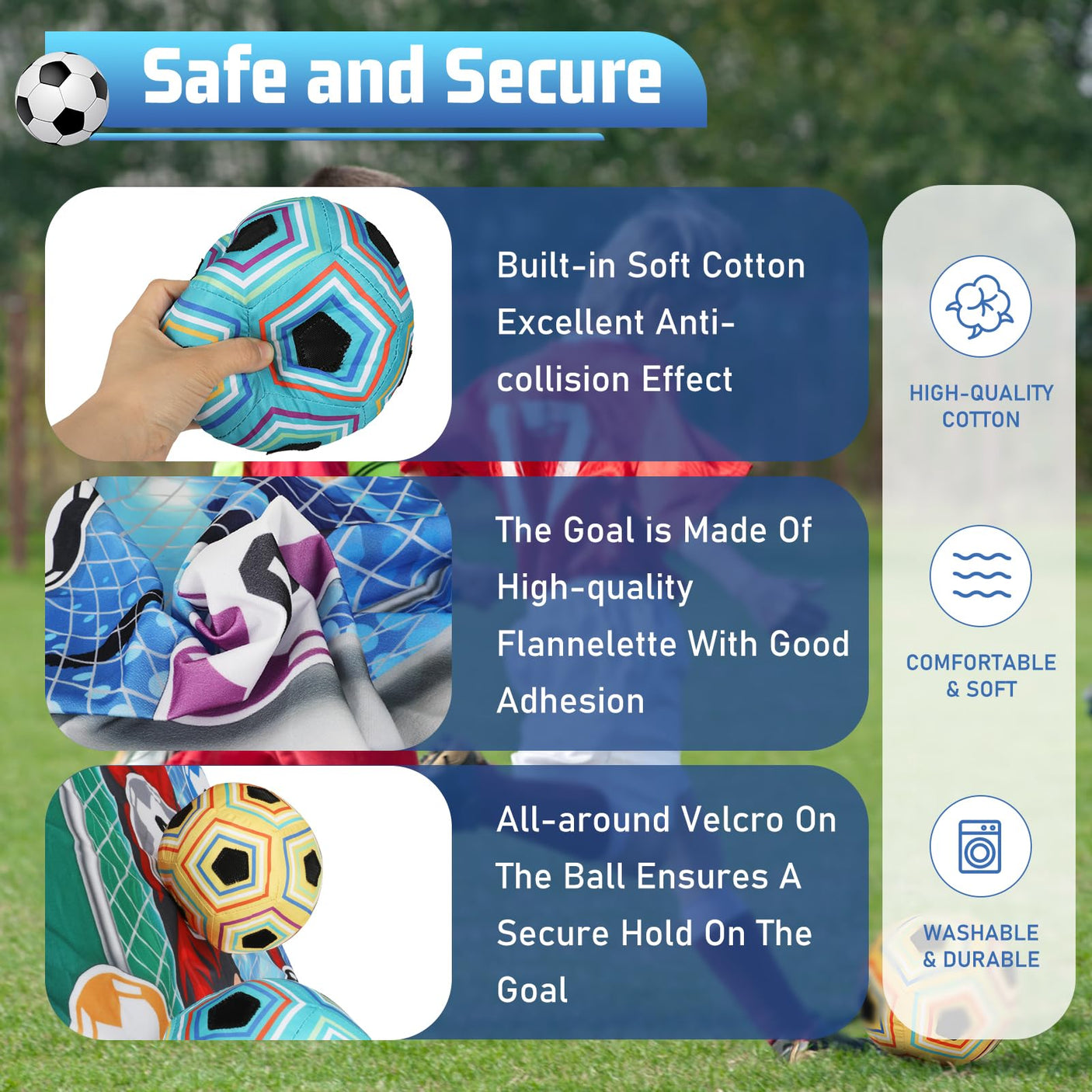 VATOS Toy Soccer Ball Game Set for Boys and Girls, Indoor Outdoor Backyard Toss Soccer Goal Game with 2 Balls, 1 Flannel Target, Soccer Toys for 3-5 6-8 8-12 Years Old Kids Birthday