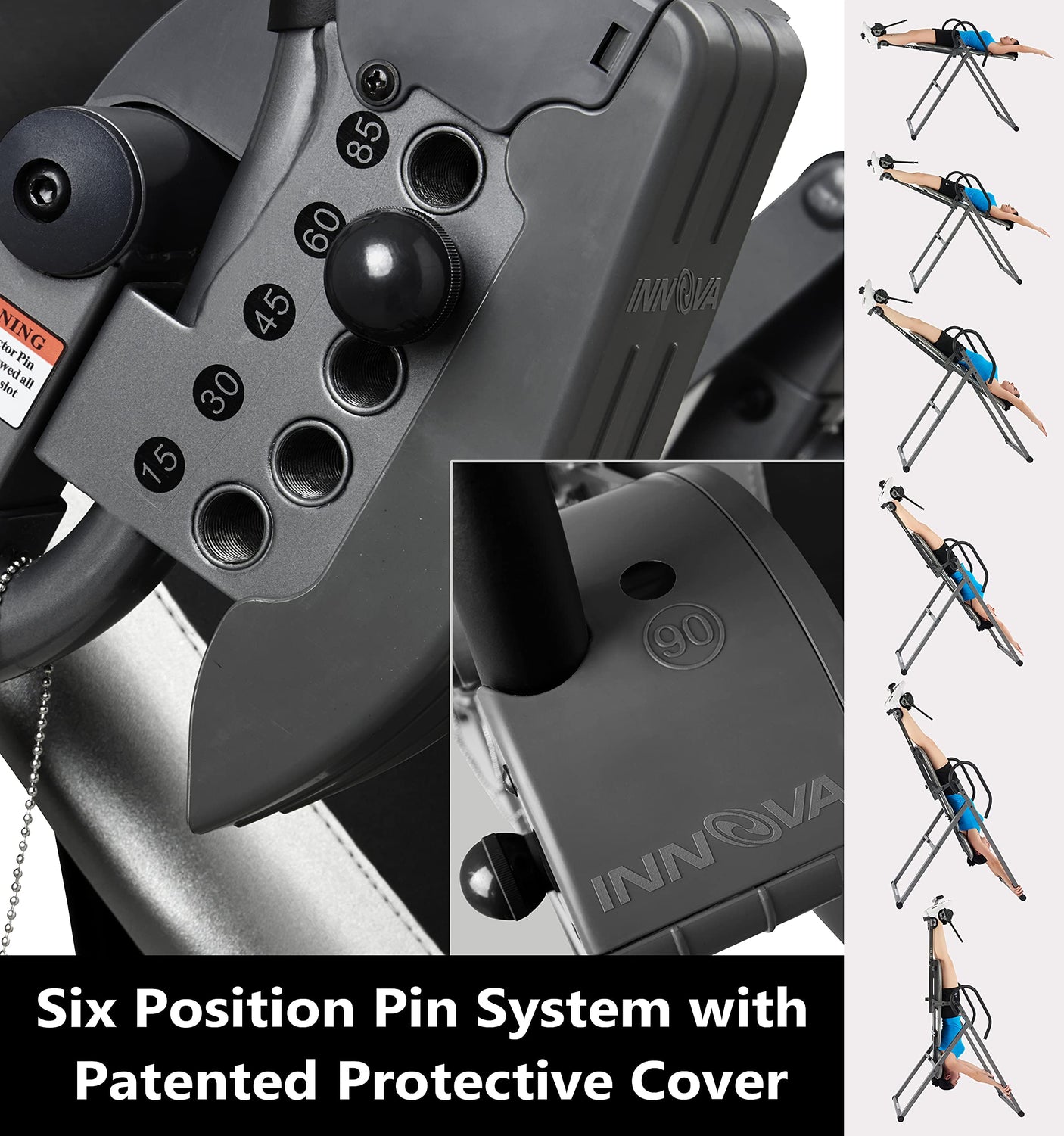 Innova Inversion Table with Adjustable Headrest, Reversible Ankle Holders, and 300 lb Weight Capacity