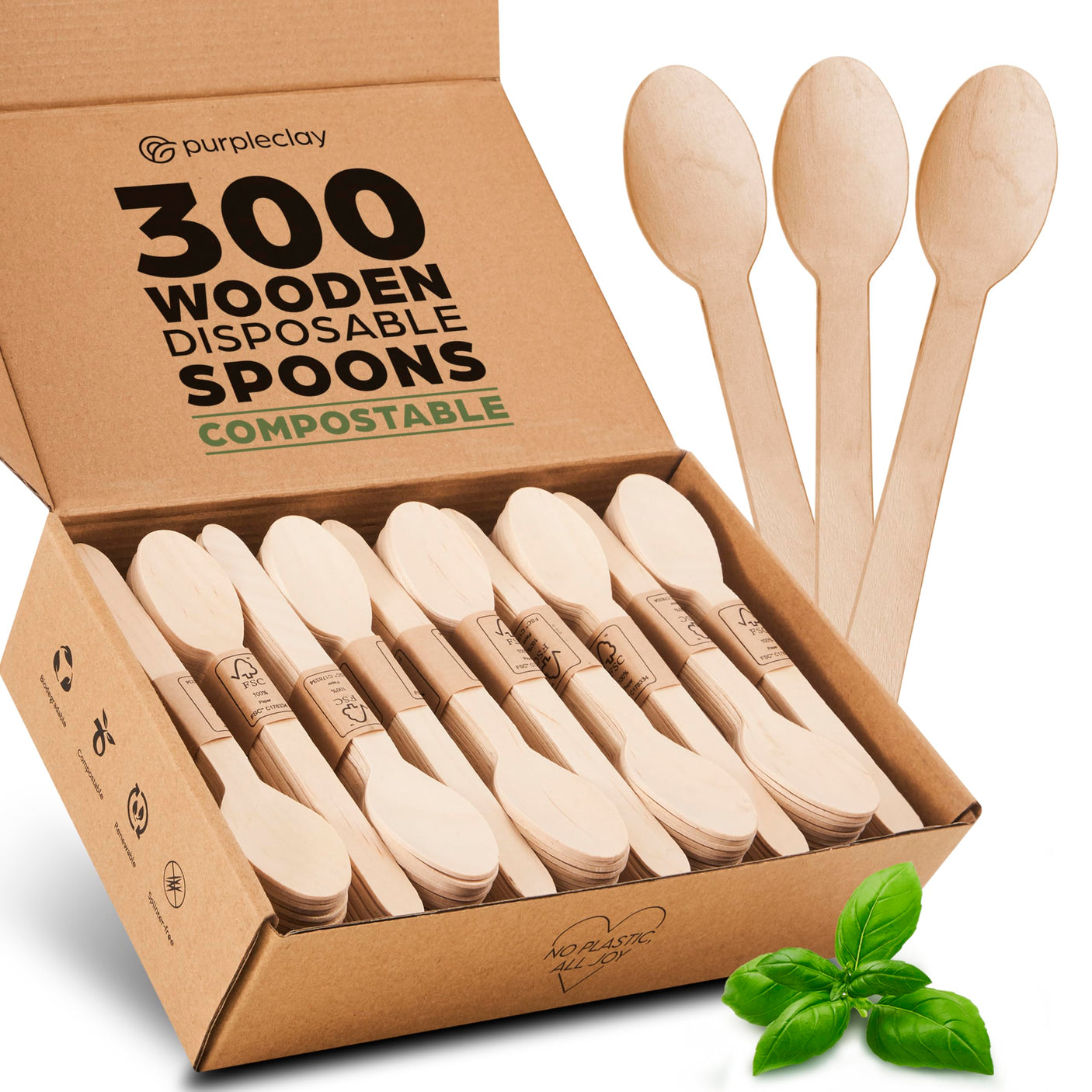 Wooden Compostable Utensils Set - 360 Pieces (120 Forks 120 Spoons 120 Knives) Sturdy Wood Disposable Cutlery - Eco-Friendly Biodegradable Utensils for Party - Free From Plastic Cutlery Set for Eating