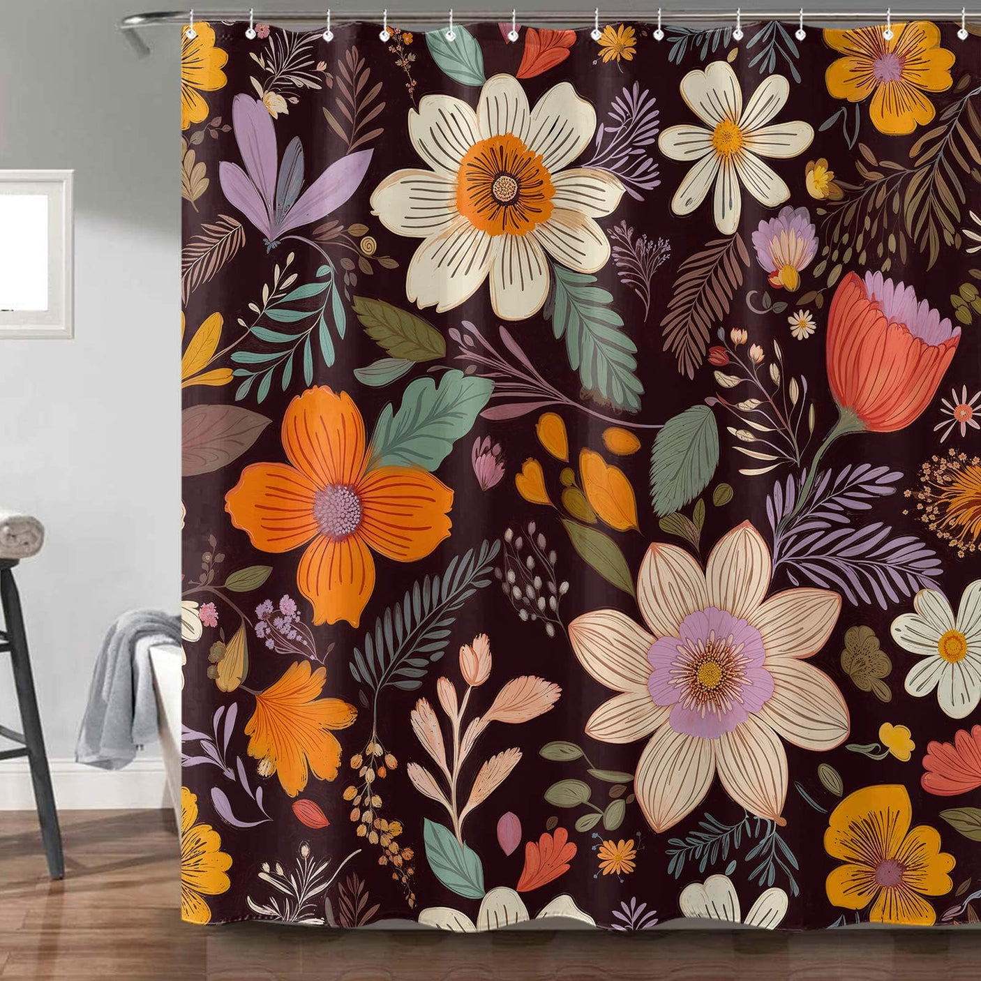 Fowocu Funny Cat Shower Curtain Set Teal Blue Sea Ocean Waterproof Fabric Shower Curtains with Animal Octopus Starfish Turtle Anchor Fish Nautical Bathroom Decor (Blue, 72''×72'')