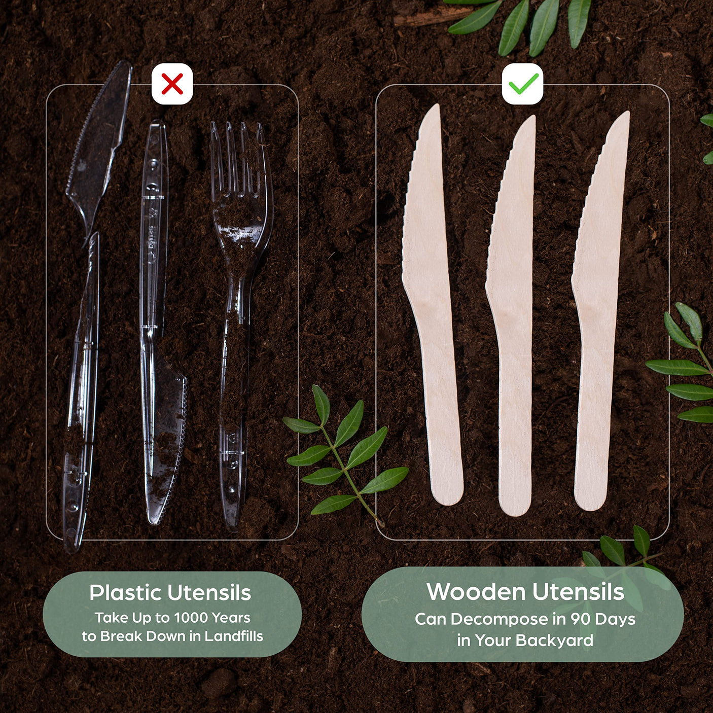 Wooden Compostable Utensils Set - 360 Pieces (120 Forks 120 Spoons 120 Knives) Sturdy Wood Disposable Cutlery - Eco-Friendly Biodegradable Utensils for Party - Free From Plastic Cutlery Set for Eating