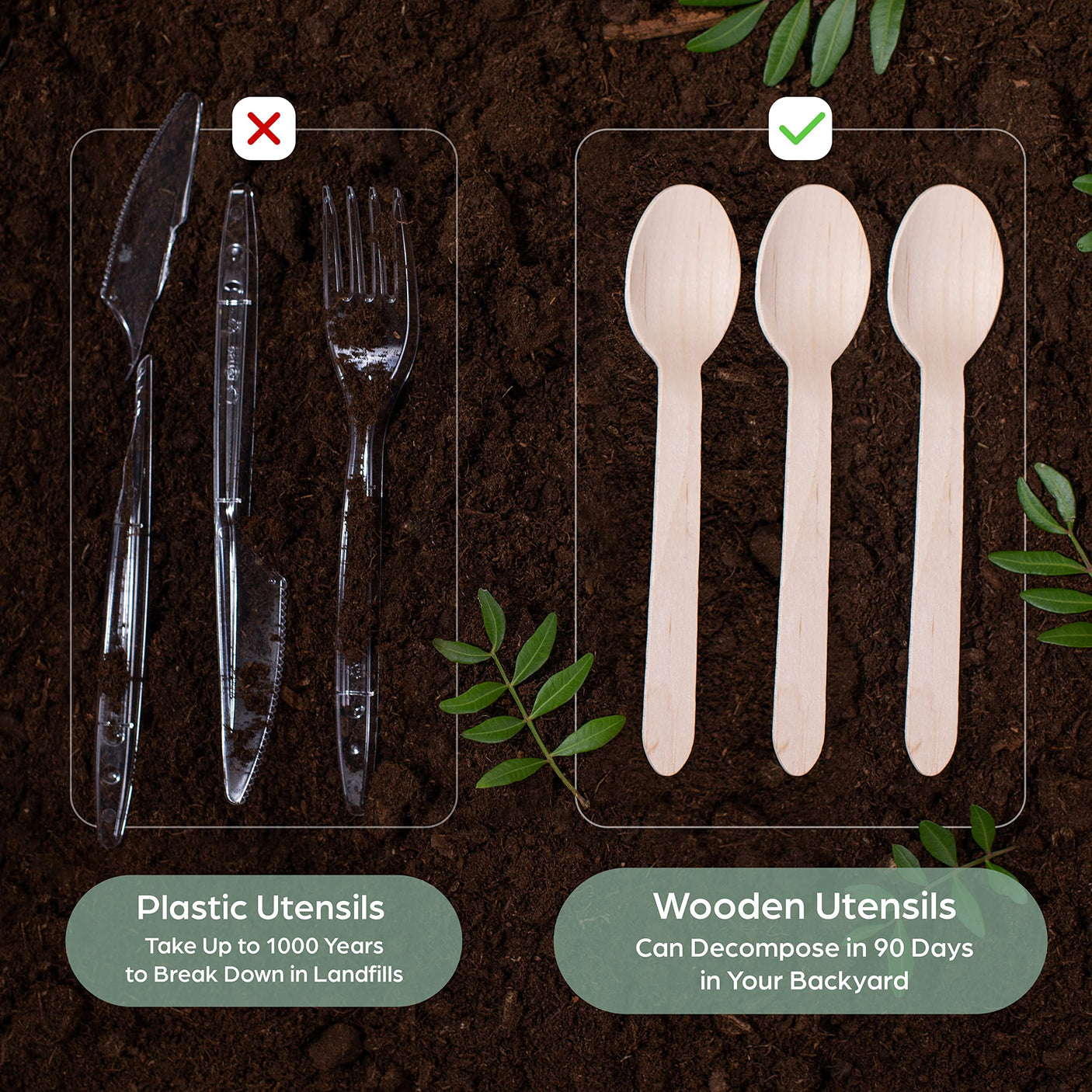 Wooden Compostable Utensils Set - 360 Pieces (120 Forks 120 Spoons 120 Knives) Sturdy Wood Disposable Cutlery - Eco-Friendly Biodegradable Utensils for Party - Free From Plastic Cutlery Set for Eating