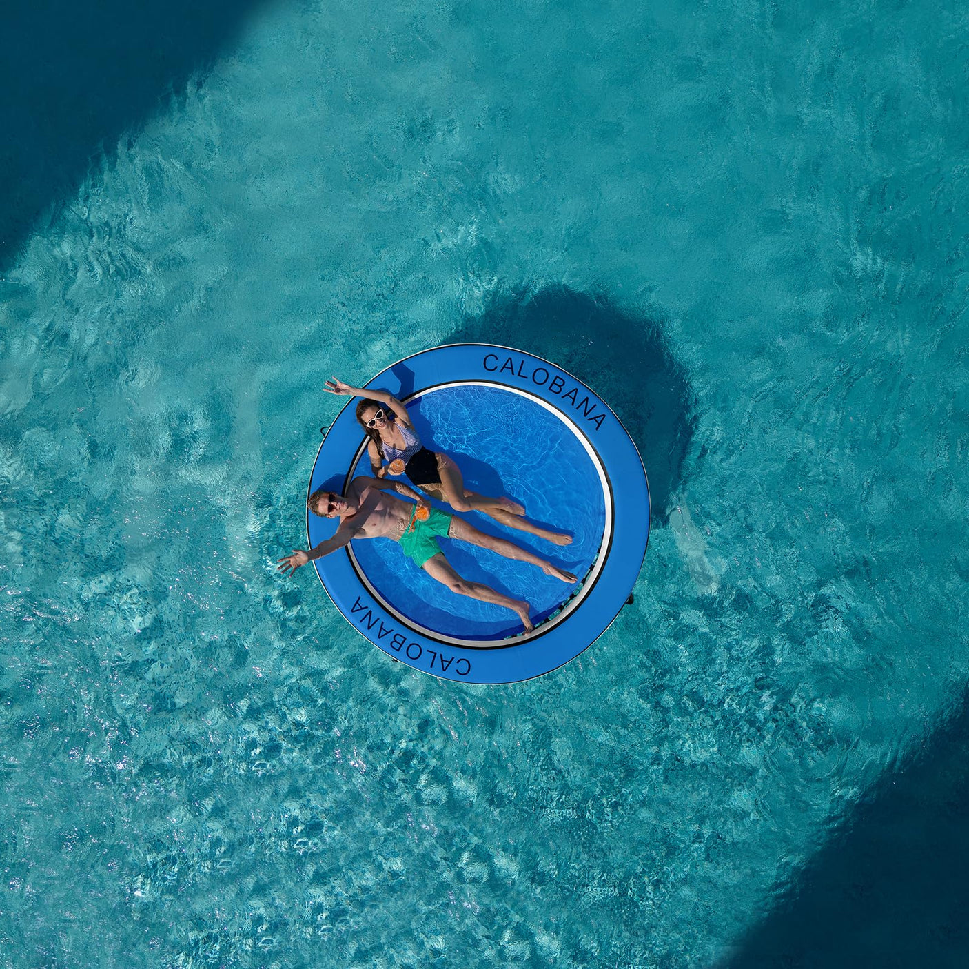 Round Floating Ring Inflatable Water Hammock Heavy Duty River Floats Lake Raft for Adults Tanning Pool Lounger Float Island Platform Pad Mat for Party