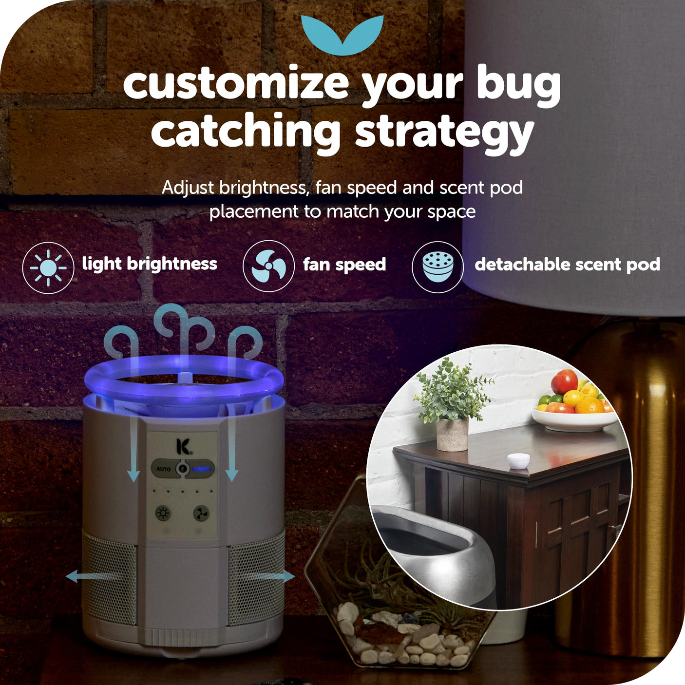 Katchy Indoor Insect Trap - Catcher & Killer for Mosquitos, Gnats, Moths, Fruit Flies - Non-Zapper Traps for Inside Your Home - Catch Insects Indoors with Suction, Bug Light & Sticky Glue (Black)