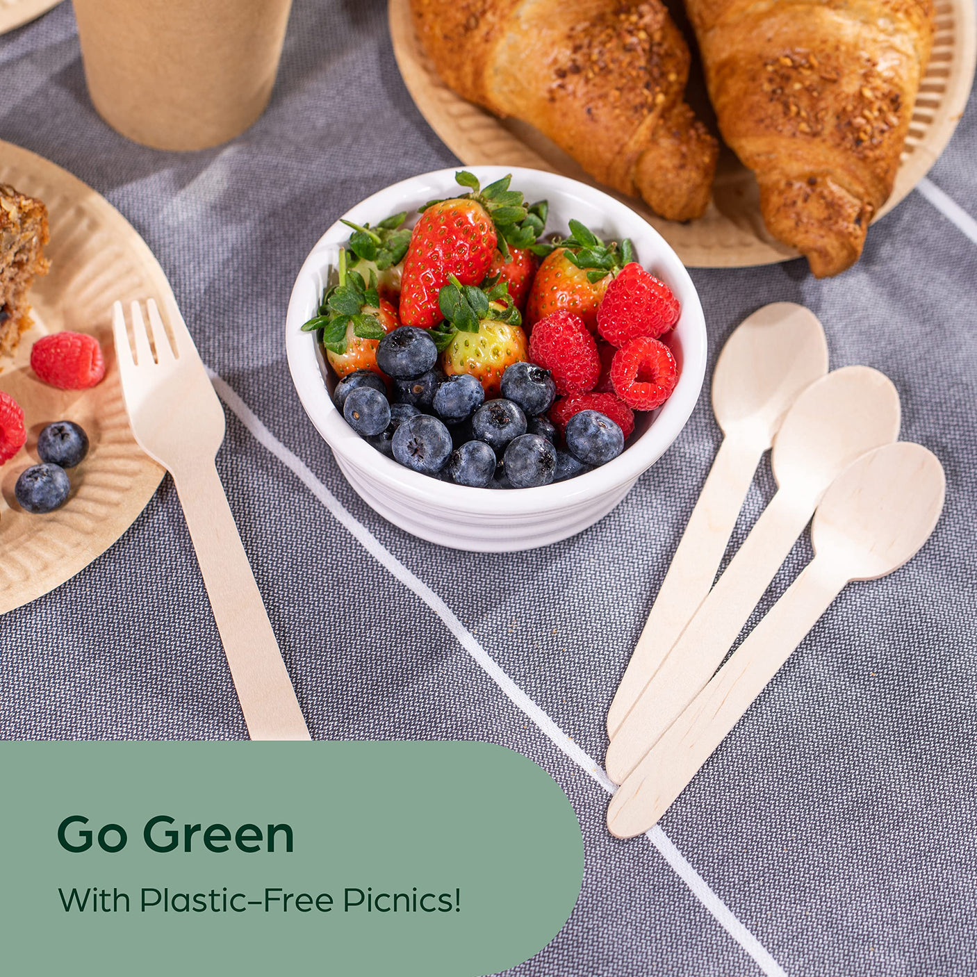 Wooden Compostable Utensils Set - 360 Pieces (120 Forks 120 Spoons 120 Knives) Sturdy Wood Disposable Cutlery - Eco-Friendly Biodegradable Utensils for Party - Free From Plastic Cutlery Set for Eating