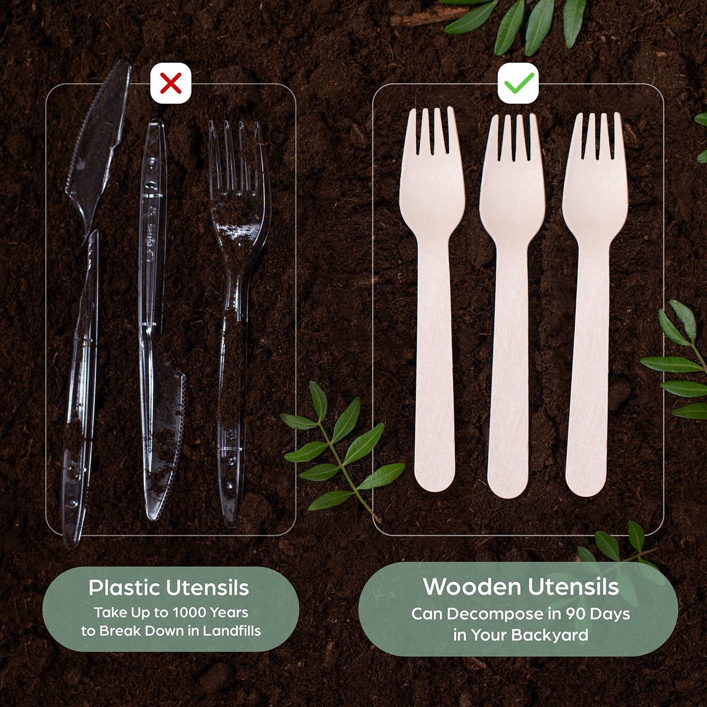 Wooden Compostable Utensils Set - 360 Pieces (120 Forks 120 Spoons 120 Knives) Sturdy Wood Disposable Cutlery - Eco-Friendly Biodegradable Utensils for Party - Free From Plastic Cutlery Set for Eating