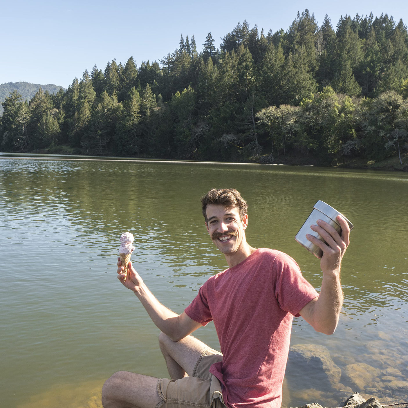Vacuum Insulated Ice Cream Pint Cooler Keeps Frozen for hours enjoy ice cream anywhere (Stainless Steel)
