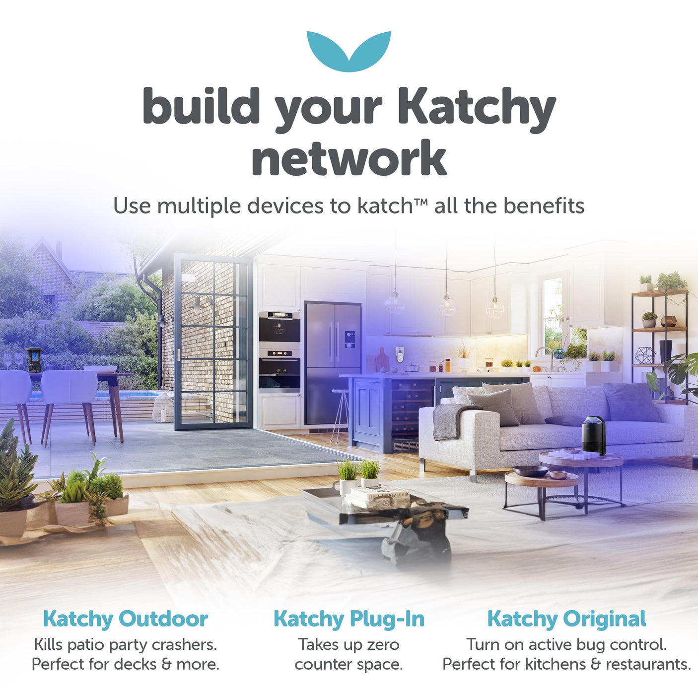 Katchy Indoor Insect Trap - Catcher & Killer for Mosquitos, Gnats, Moths, Fruit Flies - Non-Zapper Traps for Inside Your Home - Catch Insects Indoors with Suction, Bug Light & Sticky Glue (Black)